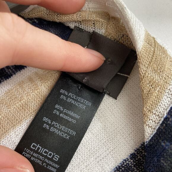 Chico's Travelers Green Striped Open‎ Front Kimono Cardigan Size 3 XL Statement - Picture 6 of 11